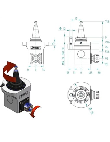 Agregat CNC ISO30, Precizie 90° ER25 pentru Plottere