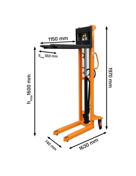 Stivuitor manual WRHS 1610 cu capacitate de 1000 kg