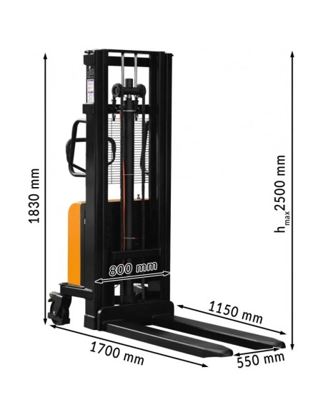 Stivuitor B1025, capacitate 1000 kg, ridicare 2500 mm