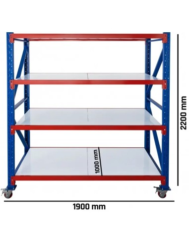 Raft depozitare mobil cu stalpi, 1000kg, 1900x1000x2200