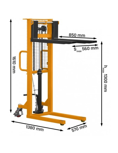 Transpalet CORMAK P513 500kg Ridicare 1300mm Siguranta