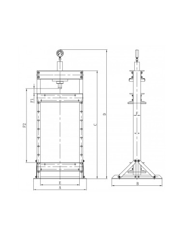 Presa hidraulica de atelier cu operare manuala Cormak 20 tone - dimensiuni