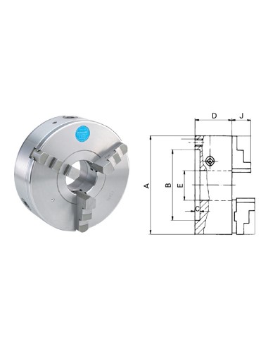 Universal cu 3 bacuri cu fixare centrica DIN 6350, D80, din otel