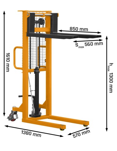 Stivuitor manual Cormak P513 - dimensiuni