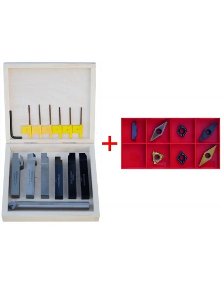 Set de 7 cuțite de strung 20×20 mm cu plăcuțe incluse