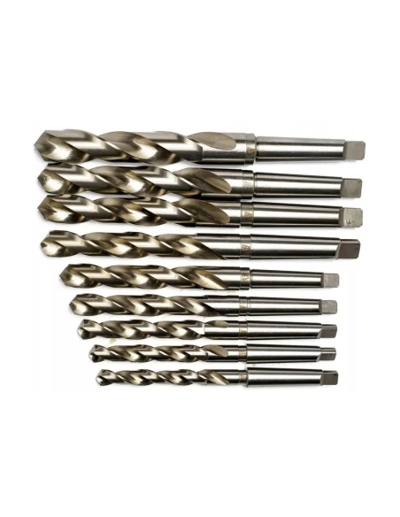 Set burghie pentru metal HSS cu con Morse, 9 bucăți