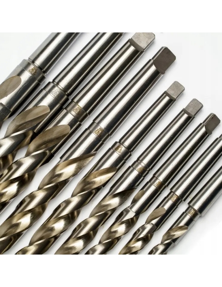 Set burghie pentru metal HSS cu con Morse, 9 bucăți