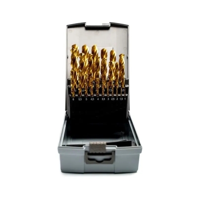 Set burghie HSS-E cobalt TiN pentru metal, 25 piese