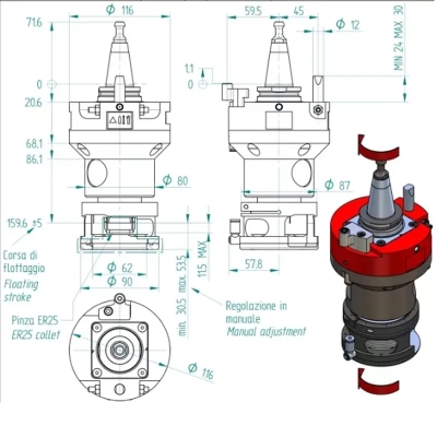 Agregat CNC ISO30 ER32 cu compensare pentru frezare precisă 2