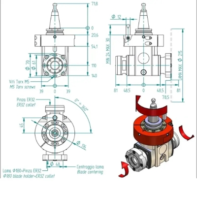 Agregat CNC ISO30 cu ER32 și fierăstrău la 90° 2