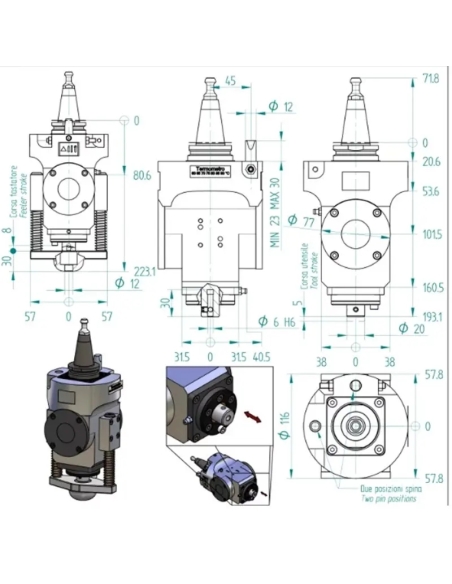 Agregat CNC ISO30 cu cuțit oscilant pentru debitare precisă