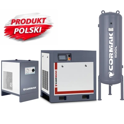 Set compresor cu șurub 22 kW, uscător și butelie 500 l