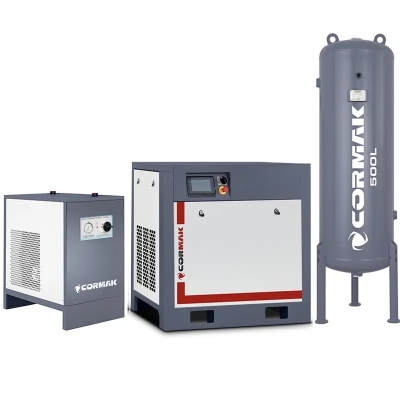 Set compresor cu șurub 22 kW, uscător și butelie 500 l 2