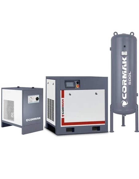 Set compresor cu șurub 22 kW, uscător și butelie 500 l