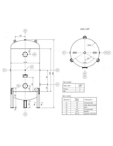 Rezervor aer comprimat vertical 2000 L, 11 bar