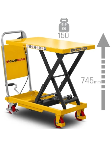 Cărucior platformă cu foarfecă CORMAK TA15B, 150 kg