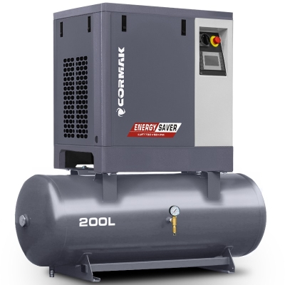 Compresor cu șurub pe rezervor orizontal 200L - LUFT 700 VSD+PM 5,5kW 400V - 650 L/min