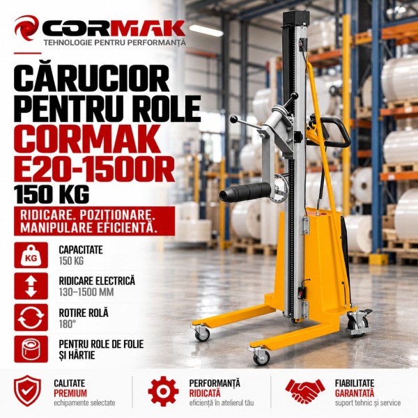 Cărucior pentru role 150 kg CORMAK E20-1500R – Ghid