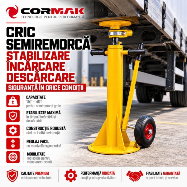Cric semiremorcă 15 t / 40 t – Ghid CORMAK PN40A