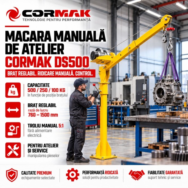 Macara manuală 500 kg – braț reglabil CORMAK DS500