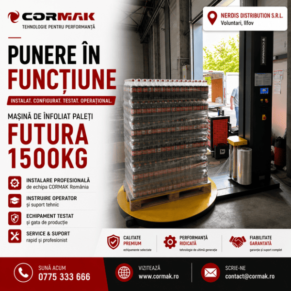 Punerea in functiune a masinii de infoliat paleti FUTURA 1500KG la NERDIS DISTRIBUTION S.R.L.