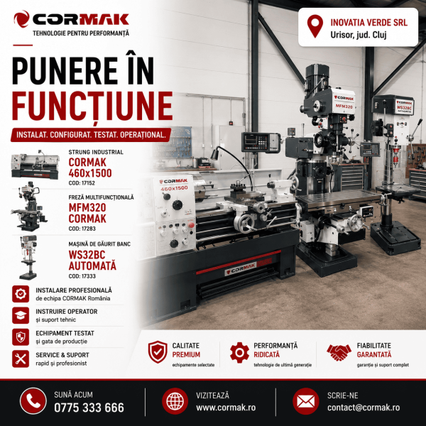 Punere in functiune echipamente CORMAK – INOVATIA VERDE SRL