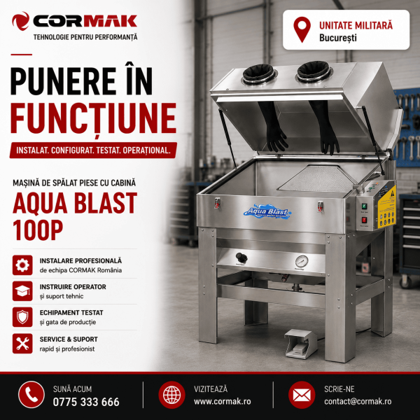 Punere in functiune cabina de sablare umeda KDMP400 – Unitate Militara Bucuresti