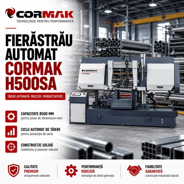 Fierăstrău automat pentru metal Ø500 mm: ce contează în producția de serie? CORMAK H500SA explicat tehnic