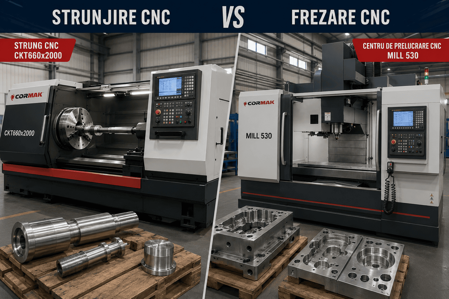 Strunjire versus frezare CNC - Care este diferenta dintre un strung CNC si un centru de prelucrare CNC?